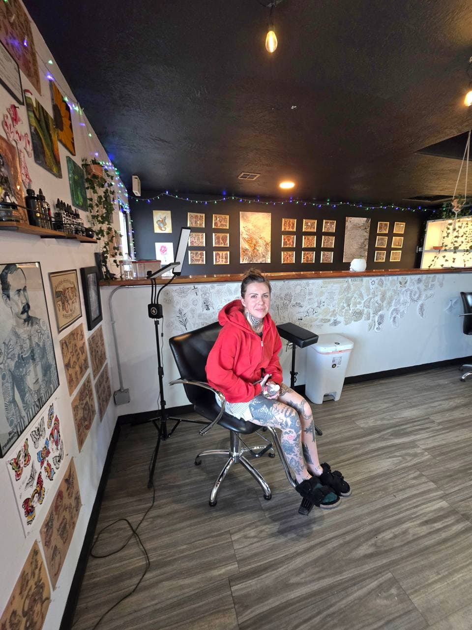 Inside The Painted Lady Tattoo Shop — Kyla at her station